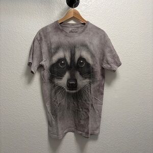 The Mountain Raccoon Face T-shirt Unisex Size Medium Grey Short Sleeve Tee- Flaw